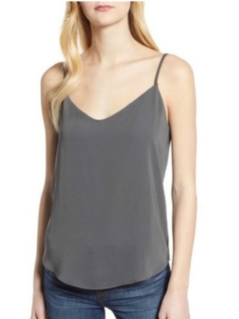 J. Crew Gray V-Neck Spaghetti Strap Cami
